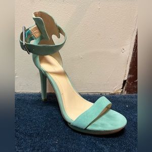 Calvin Klein Vivian teal. Suede Stiletto Sandals.  Worn a few hours.
